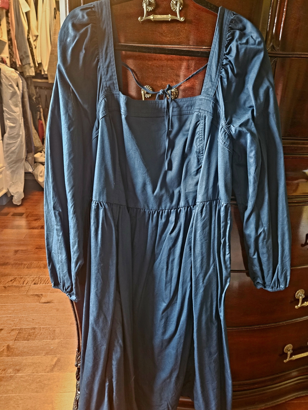 Ava & Viv Navy Long Sleeve Square Neck Midi Dress